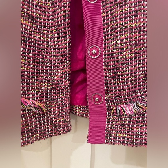 Karen Millen Pink Fringe Tweed Blazer Jacket - Picture 12 of 16